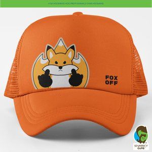 Fox Flipping Off Peeker Foam Trucker Snapback Cap ORANGE